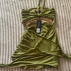 Mini white fox cutout dress